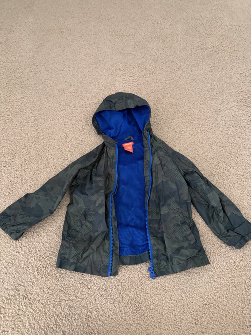 Kids Camouflage Hooded Rain Jacket / Windbreaker with Blue Lining